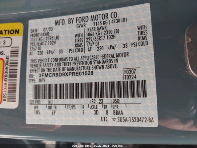 3FMCR9D9XPRE01528 Ford Bronco Sport Badlands