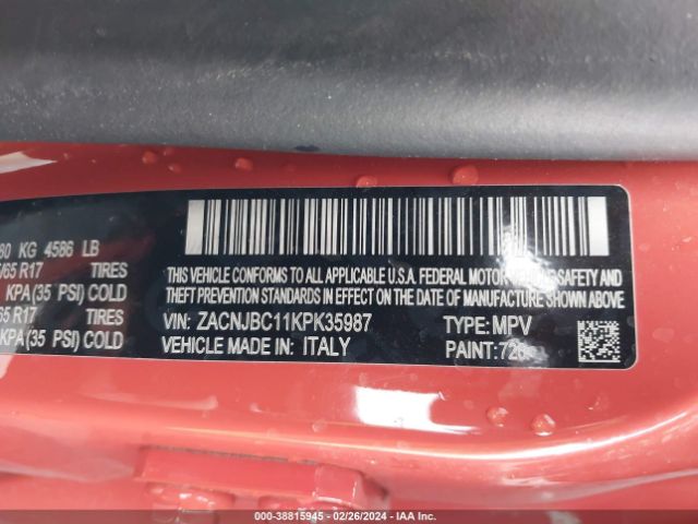ZACNJBC11KPK35987 Jeep Renegade Trailhawk 4x4