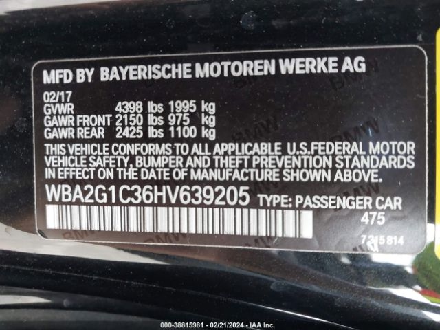 WBA2G1C36HV639205 BMW M240i