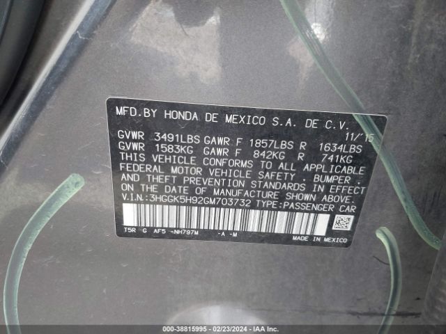 3HGGK5H92GM703732 Honda Fit Ex-l