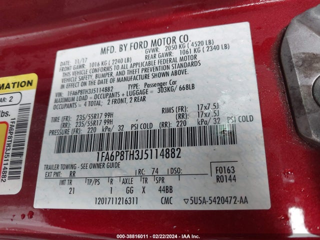 Ford Mustang Ecoboost 2018 1FA6P8TH3J5114882 Image 9