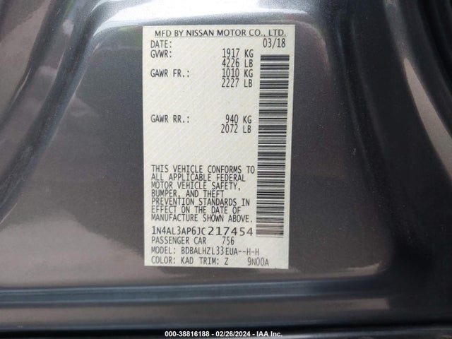 Nissan Altima 2.5 Sr 2018 1N4AL3AP6JC217454 Image 9