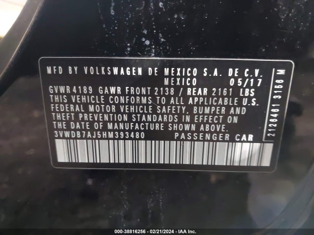 3VWDB7AJ5HM393480 Volkswagen Jetta 1.4t Se
