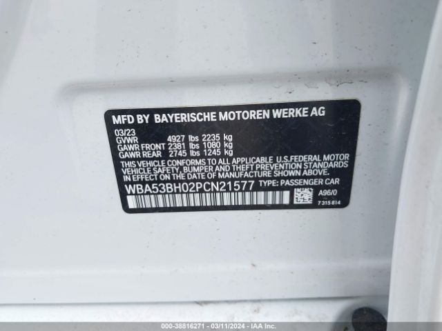 WBA53BH02PCN21577 BMW 530 I