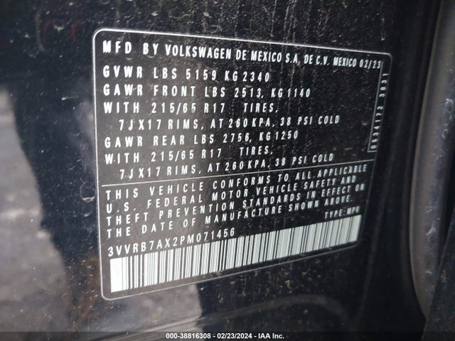 3VVRB7AX2PM071456 Volkswagen Tiguan 2.0t S