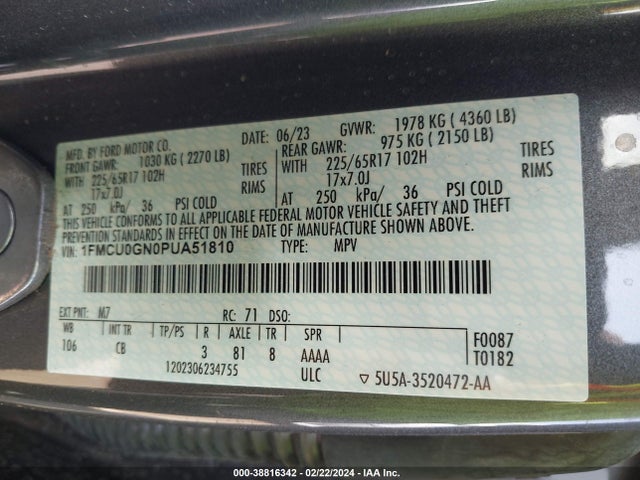 Ford Escape Active 2023 1FMCU0GN0PUA51810 Image 9