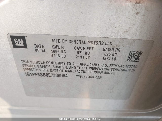 Chevrolet Cruze 2lt Auto 2014 1G1PE5SB0E7389984 Image 9
