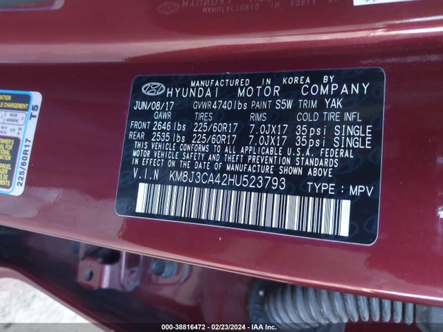 Hyundai Tucson Se Plus 2017 KM8J3CA42HU523793 Image 9