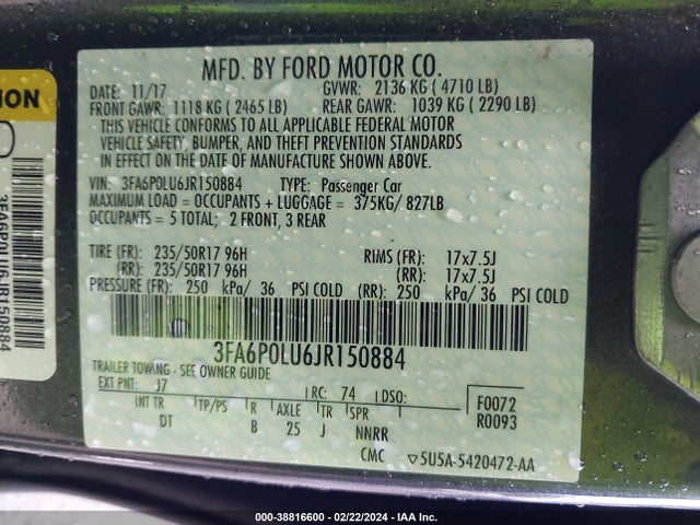 Ford 2.0l 4v atk hev 2018 3FA6P0LU6JR150884 Image 22