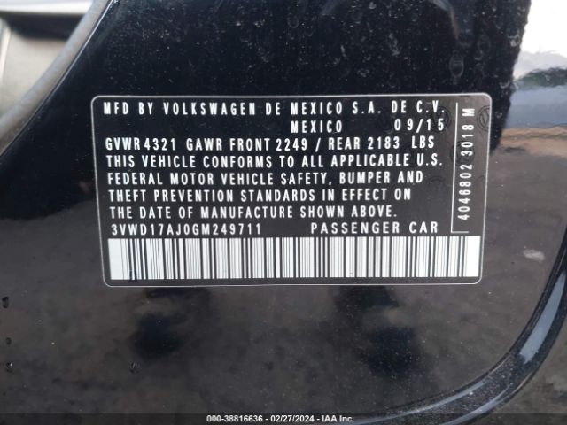 3VWD17AJ0GM249711 Volkswagen Jetta 1.8t Sport