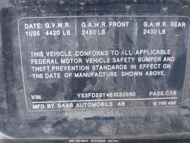 2006 SAAB 9-3 YS3FD59Y461032580 Photo 8
