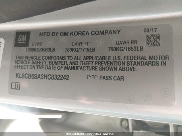 Chevrolet Spark Ls Cvt 2017 KL8CB6SA3HC832242 Image 9