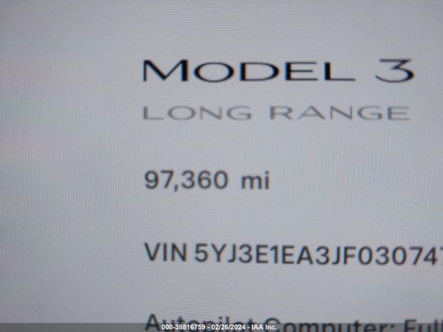 5YJ3E1EA3JF030747 Tesla MODEL 3