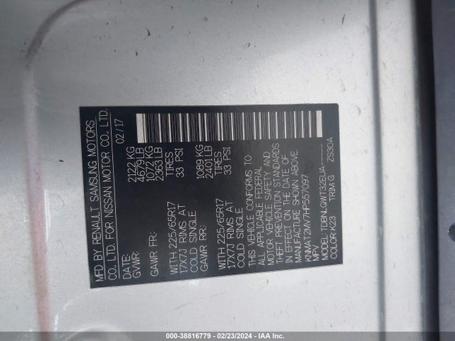 Nissan ROGUE SV 2017 KNMAT2MV7HP557097 Image 9