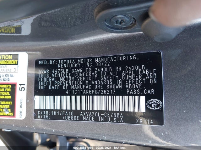 Toyota CAMRY LE 2023 4T1C11AK6PU726217 Image 9