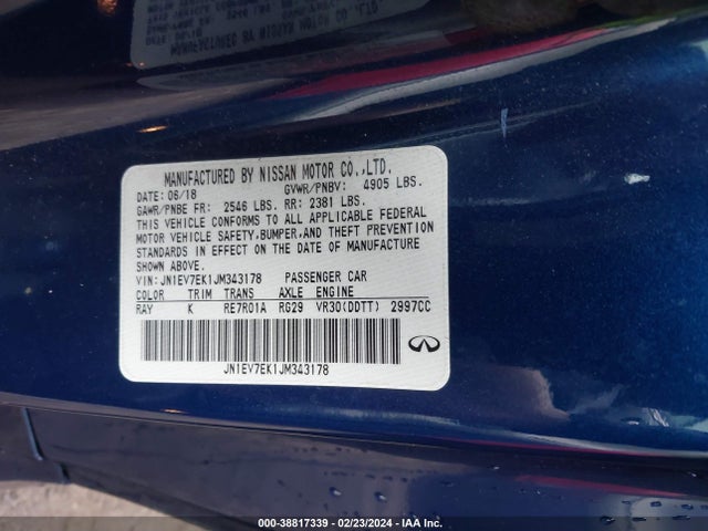 Infiniti Q60 3.0t Luxe 2018 JN1EV7EK1JM343178 Image 9