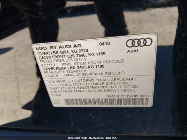 2018 AUDI Q3 WA1JCCFS1JR033859 Photo 8