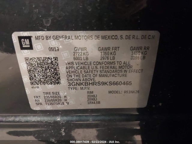 Chevrolet Blazer 2019 3GNKBHRS9KS660465 Image 9