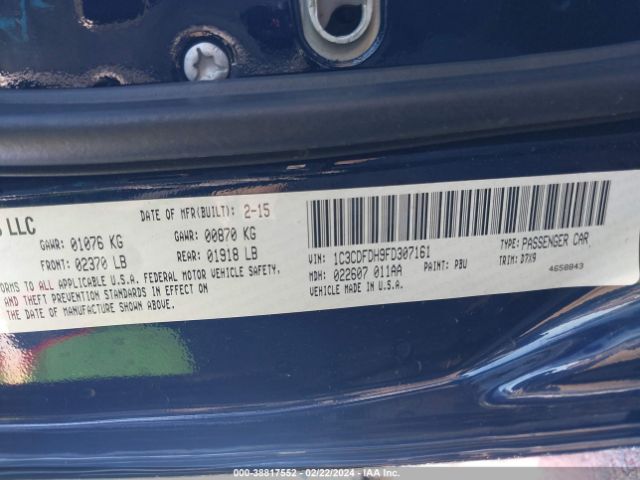 1C3CDFDH9FD307161 Dodge Dart Aero