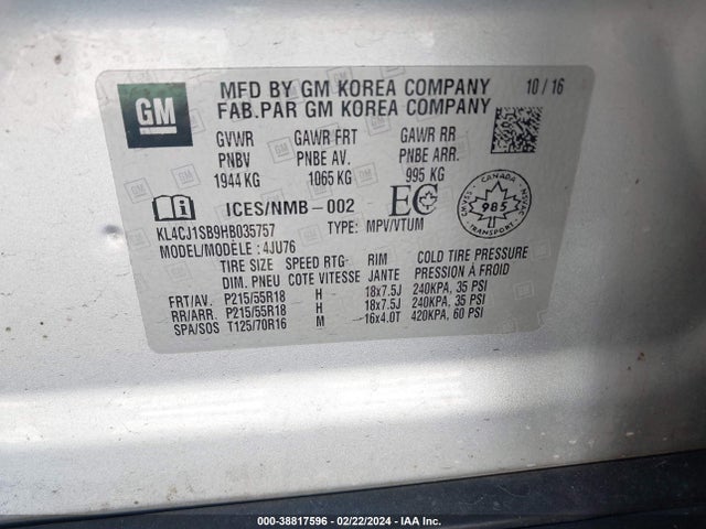 KL4CJ1SB9HB035757 Buick Encore Sport Touring