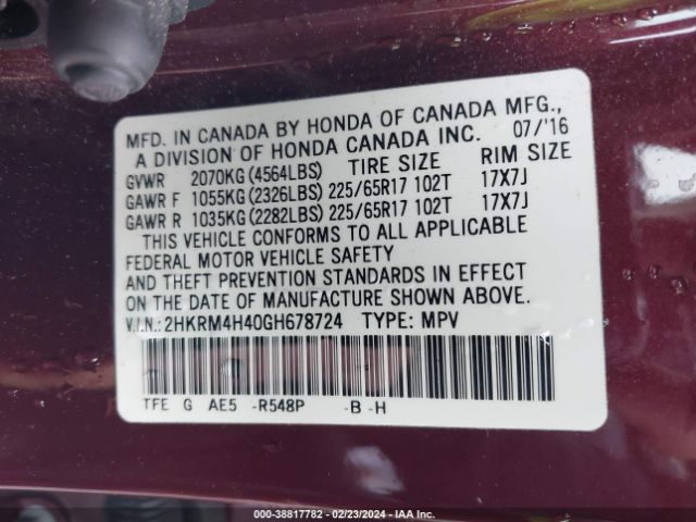 2HKRM4H40GH678724 Honda CR-V SE
