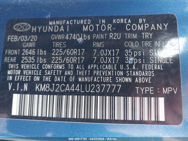 Hyundai TUCSON SE 2020 KM8J2CA44LU237777 Image 9