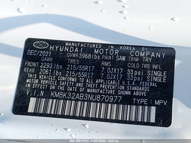 Hyundai Kona Sel 2022 KM8K32AB3NU870977 Image 9