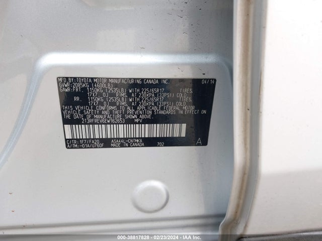 Toyota Rav4 Xle 2014 2T3RFREV6EW162653 Image 9