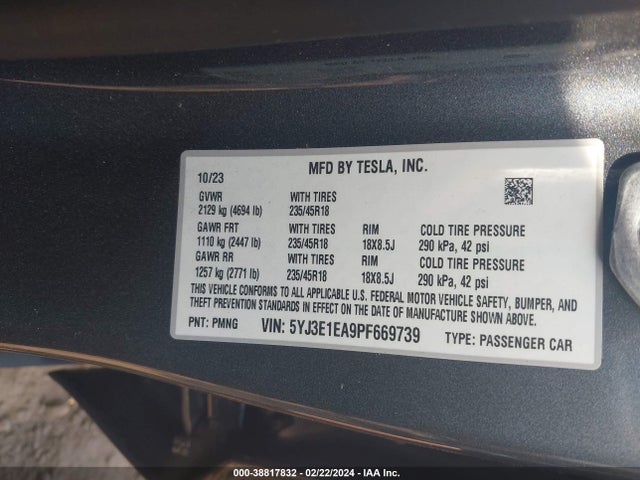 Tesla Model 3 Rear-wheel Drive 2023 5YJ3E1EA9PF669739 Image 9