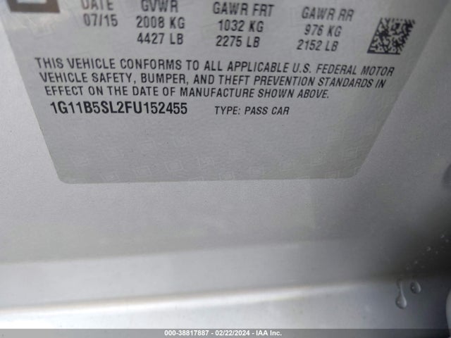 Chevrolet MALIBU LS 2015 1G11B5SL2FU152455 Image 9