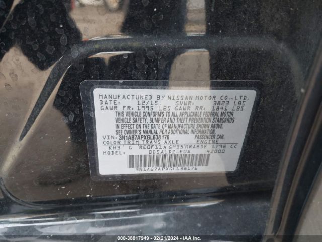 3N1AB7APXGL638176 Nissan Sentra Fe+ S/s/sl/sr/sv