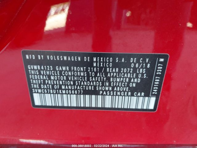 2019 VOLKSWAGEN JETTA 3VWC57BU1KM056677 Photo 8
