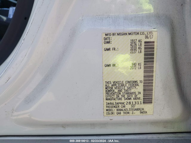 Nissan Altima 2.5 Sr 2017 1N4AL3AP4HC281311 Image 9