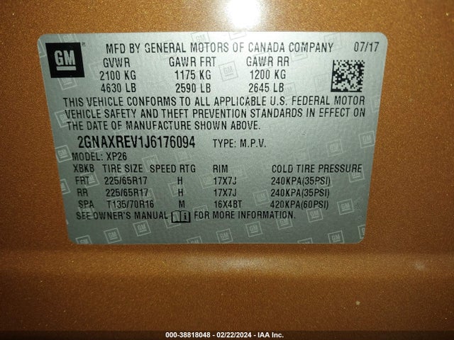 Chevrolet EQUINOX LS 2018 2GNAXREV1J6176094 Image 9