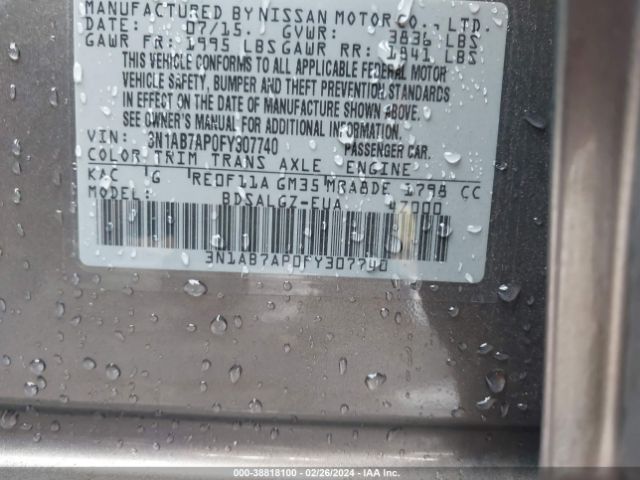 3N1AB7AP0FY307740 Nissan SENTRA SL