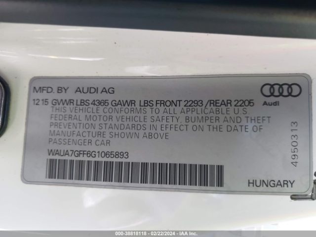 WAUA7GFF6G1065893 Audi A3 1.8t Premium