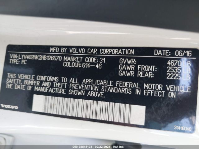 LYV402HK2HB126670 Volvo S60 Inscription T5