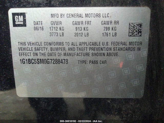 Chevrolet Cruze Ls Auto 2016 1G1BC5SM0G7288478 Image 9