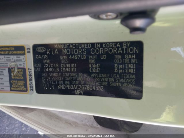 KNDPB3AC2G7804532 KIA Sportage Lx
