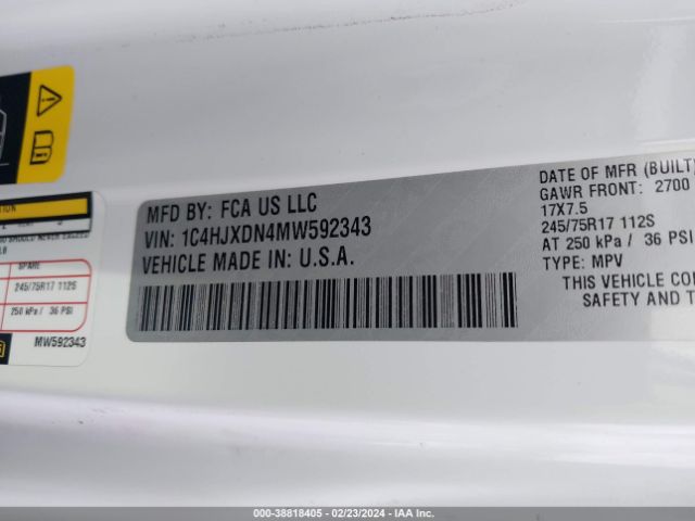 2021 JEEP WRANGLER UNLIMITED 1C4HJXDN4MW592343 Photo 8