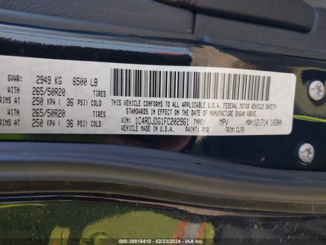 1C4RDJDG1FC202961 Dodge DURANGO LIMITED