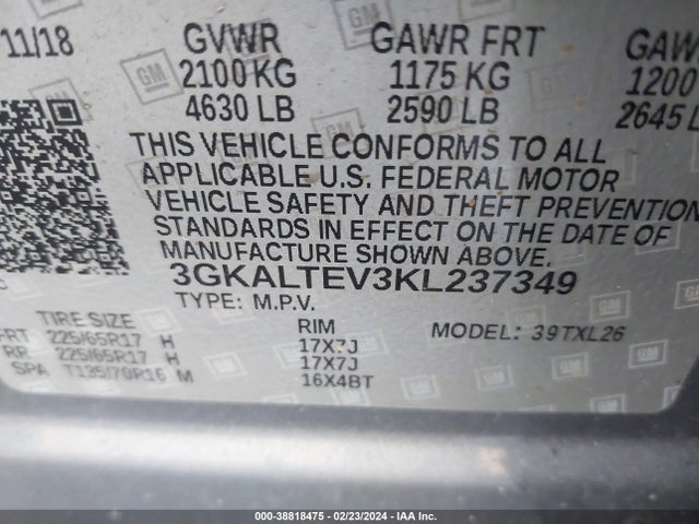 GMC Terrain Sle 2019 3GKALTEV3KL237349 Image 9