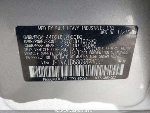 JF1VA1B68G9824091 Subaru WRX