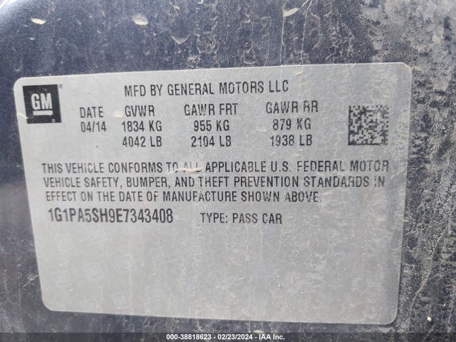 Chevrolet Cruze Ls Auto 2014 1G1PA5SH9E7343408 Image 9