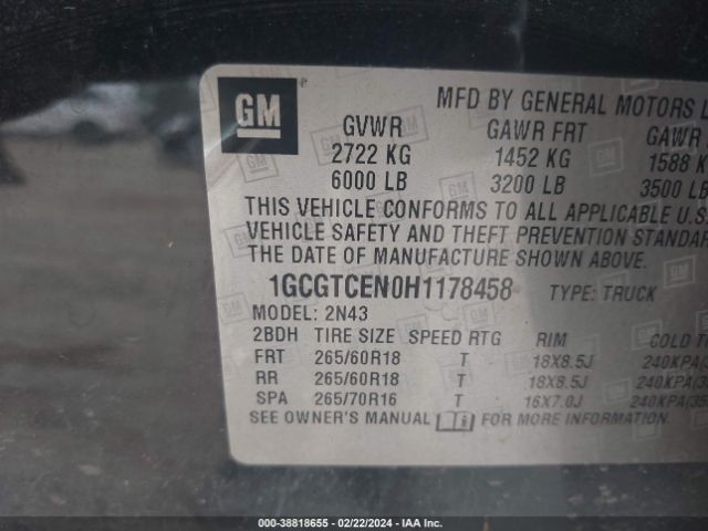 1GCGTCEN0H1178458 Chevrolet Colorado Lt