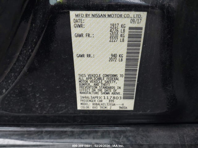 Nissan Altima 2.5 Sr 2018 1N4AL3AP9JC117803 Image 9