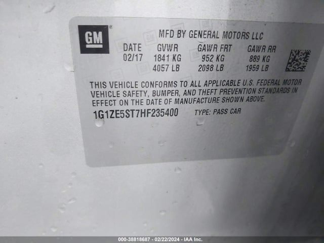 Chevrolet MALIBU 1LT 2017 1G1ZE5ST7HF235400 Image 9