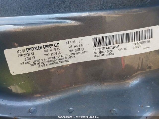 2012 FIAT 500 3C3CFFAR4CT124537 Photo 8