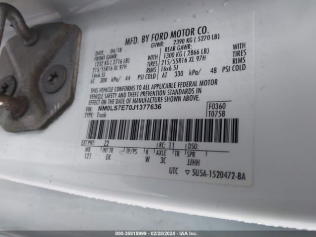 NM0LS7E70J1377636 Ford Transit Connect Xl