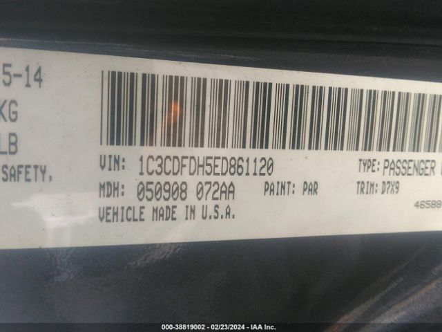 1C3CDFDH5ED861120 Dodge Dart Aero